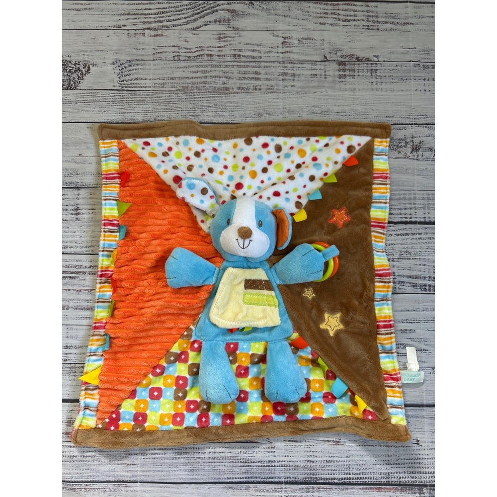 Douglas Baby Puppy Dog Security Blanket Lovey Blue Brown Orange Activity Plush
